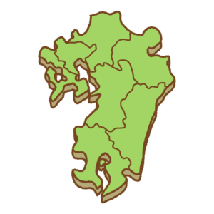 県境のある九州の地図のフリーイラスト Clip art of kyushu map (prefectural border)