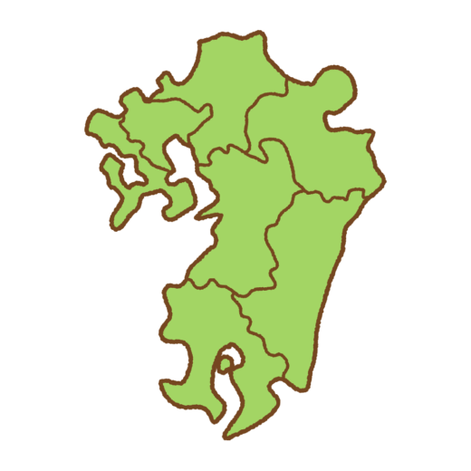 県境のある九州の地図のイラスト