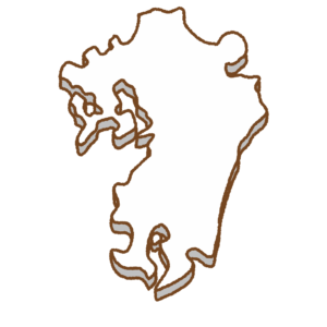 九州の地図のフリーイラスト Clip art of kyushu-island map