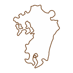 九州の地図のフリーイラスト Clip art of kyushu-island map