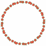 ポインセチアの丸フレーム素材のフリーイラスト Clip art of poinsettia circle frame