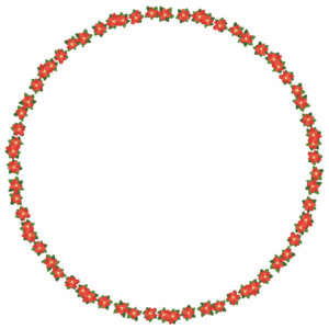 ポインセチアの丸フレーム素材のフリーイラスト Clip art of poinsettia circle frame