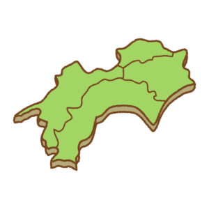 県境のある四国地方の地図のフリーイラスト Clip art of shikoku map (prefectural border)