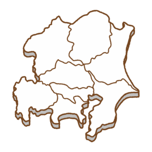 県境のある首都圏の地図のフリーイラスト Clip art of shutoken map (prefectural border)