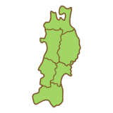 県境のある東北地方の地図のイラスト