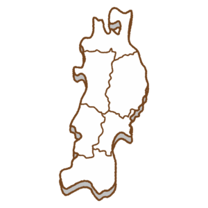 県境のある東北地方の地図のフリーイラスト Clip art of tohoku map (prefectural border)
