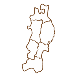 県境のある東北地方の地図のフリーイラスト Clip art of tohoku map (prefectural border)