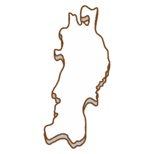 東北地方の地図のフリーイラスト Clip art of tohoku map