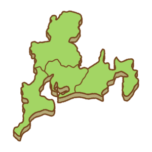 県境のある東海地方の地図のフリーイラスト Clip art of tokai map (prefectural border)