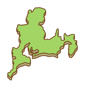 東海地方の地図のフリーイラスト Clip art of tokai map
