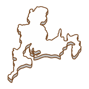 東海地方の地図のフリーイラスト Clip art of tokai map
