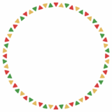 クリスマスカラーの三角形の丸フレーム素材のフリーイラスト Clip art of christmas triangle circle frame