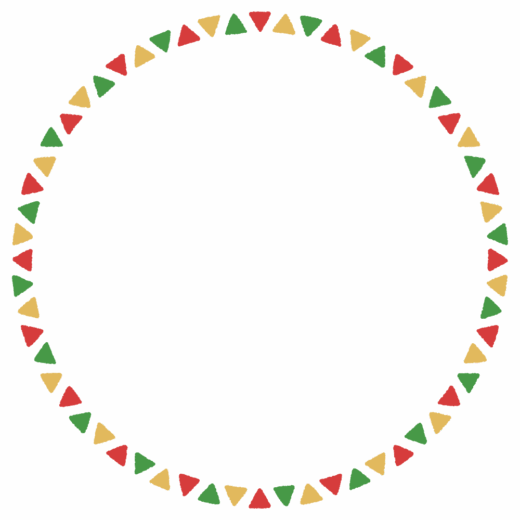 クリスマスカラーの三角形の丸フレーム素材