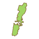 対馬の地図のフリーイラスト Clip art of tsushima-island map