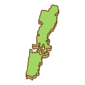 対馬の地図のフリーイラスト Clip art of tsushima-island map