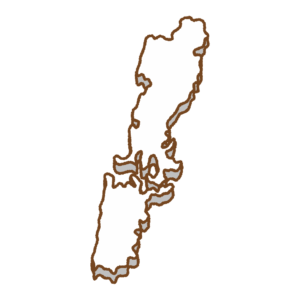 対馬の地図のフリーイラスト Clip art of tsushima-island map