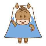 富士山のコスプレをしたウマのイラスト