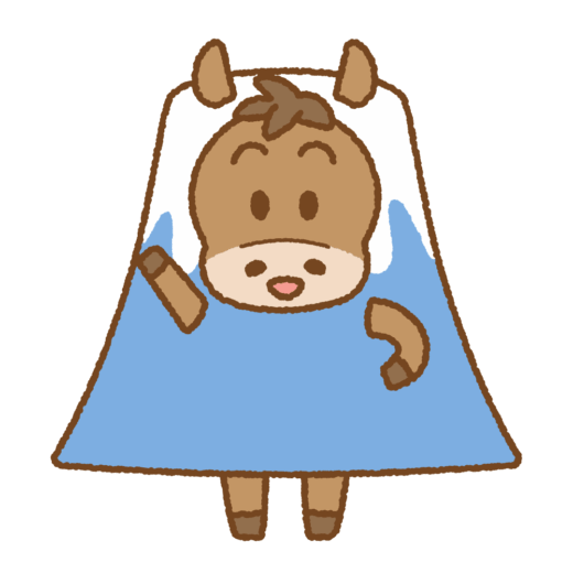 富士山のコスプレをしたウマのイラスト