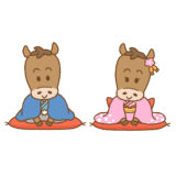新年の挨拶をするウマのフリーイラスト Clip art of uma-shinnen-aisatsu