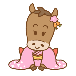 新年の挨拶をするウマのフリーイラスト Clip art of uma-shinnen-aisatsu