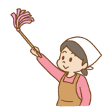 はたきをかける人のフリーイラスト Clip art of using a duster