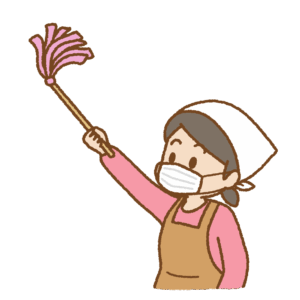 はたきをかける人のフリーイラスト Clip art of using a duster