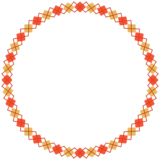 紅白金のアーガイル柄の丸フレーム素材のフリーイラスト Clip art of kouhakukin argyle circle frame
