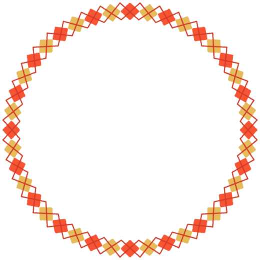 紅白金のアーガイル柄の丸フレーム素材