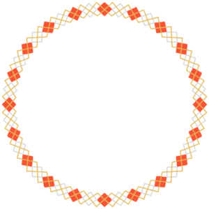 紅白金のアーガイル柄の丸フレーム素材のフリーイラスト Clip art of kouhakukin argyle circle frame