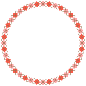 バレンタインカラーのアーガイル柄の丸フレーム素材のフリーイラスト Clip art of valentine argyle circle frame