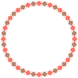 バレンタインカラーのアーガイル柄の丸フレーム素材