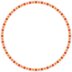 紅白金のアーガイル柄の丸フレーム素材のフリーイラスト Clip art of kouhakukin argyle circle frame