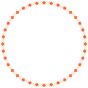 紅白金のアーガイル柄の丸フレーム素材のフリーイラスト Clip art of kouhakukin argyle circle frame