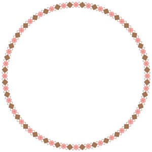 バレンタインカラーのアーガイル柄の丸フレーム素材のフリーイラスト Clip art of valentine argyle circle frame