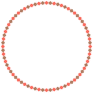 バレンタインカラーのアーガイル柄の丸フレーム素材のフリーイラスト Clip art of valentine argyle circle frame