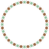 チョコミントカラーのアーガイル柄の丸フレーム素材