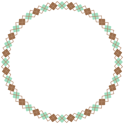 チョコミントカラーのアーガイル柄の丸フレーム素材