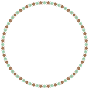 チョコミントカラーのアーガイル柄の丸フレーム素材のフリーイラスト Clip art of chocomint circle frame
