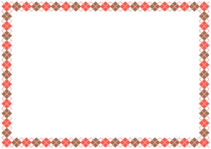 バレンタインカラーのアーガイル柄のフレーム素材のフリーイラスト Clip art of valentine argyle paper frame