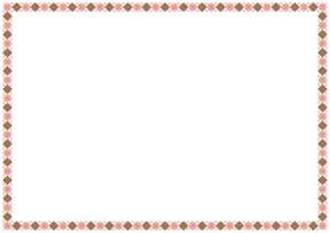 バレンタインカラーのアーガイル柄のフレーム素材のフリーイラスト Clip art of valentine argyle paper frame