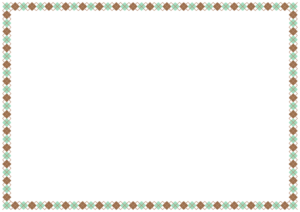 チョコミントカラーのアーガイル柄のフレーム素材のフリーイラスト Clip art of chocomint paper frame