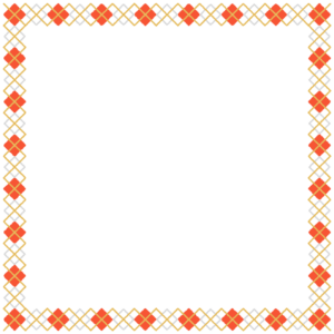 紅白金のアーガイル柄の正方形フレーム素材のフリーイラスト Clip art of kouhakukin argyle square frame