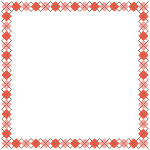 バレンタインカラーのアーガイル柄の正方形フレーム素材