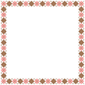 バレンタインカラーのアーガイル柄の正方形フレーム素材のフリーイラスト Clip art of valentine argyle square frame
