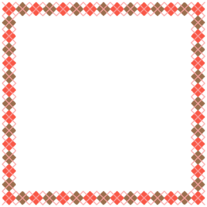 バレンタインカラーのアーガイル柄の正方形フレーム素材のフリーイラスト Clip art of valentine argyle square frame