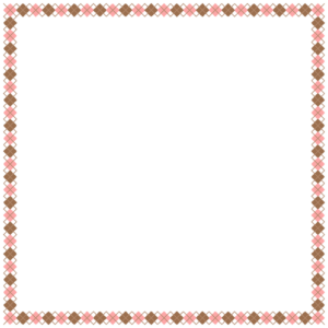 バレンタインカラーのアーガイル柄の正方形フレーム素材のフリーイラスト Clip art of valentine argyle square frame