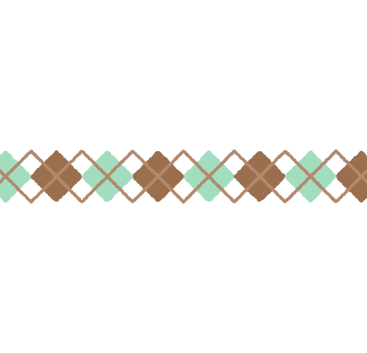 チョコミントカラーのアーガイル柄のライン素材