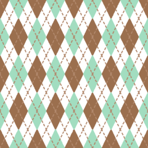 チョコミントカラーのアーガイル柄のパターン素材のフリーイラスト Clip art of chocomint argyle pattern