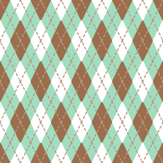 チョコミントカラーのアーガイル柄のパターン素材