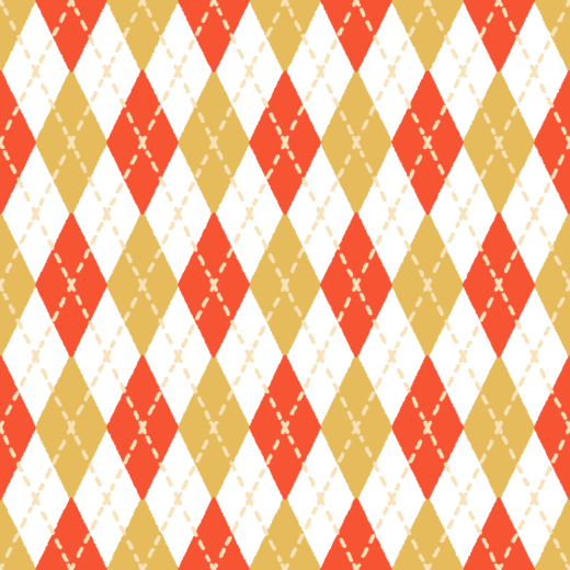 紅白金のアーガイル柄のパターン素材